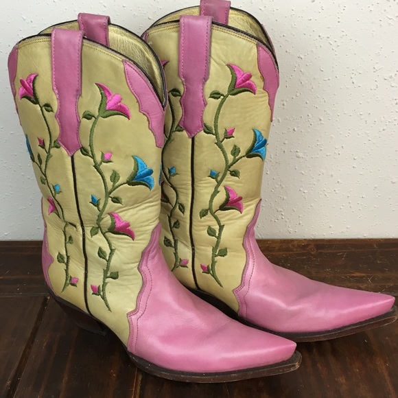 Herencia Boots Shoes - Cowboy Boots Pink Soft Leather Size 7E